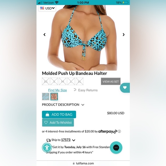 Luli Fama Dale Guapa leopard molded push up bandeau halter bikini top - Picture 14 of 14